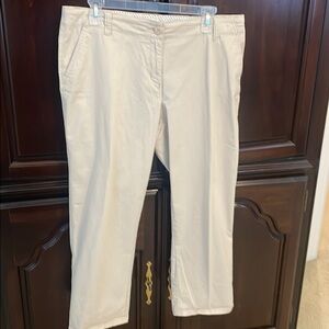 CROWN & IVY Khaki Tan Cropped Flat Front Pants size 10